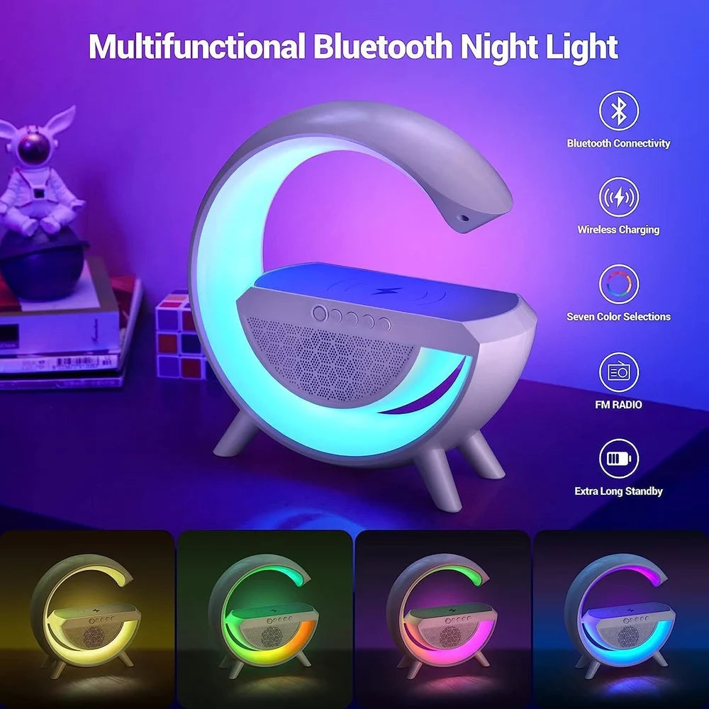 4 in 1 G-Shape Smart Lamp | Wireless Charger & Bluetooth Speaker
