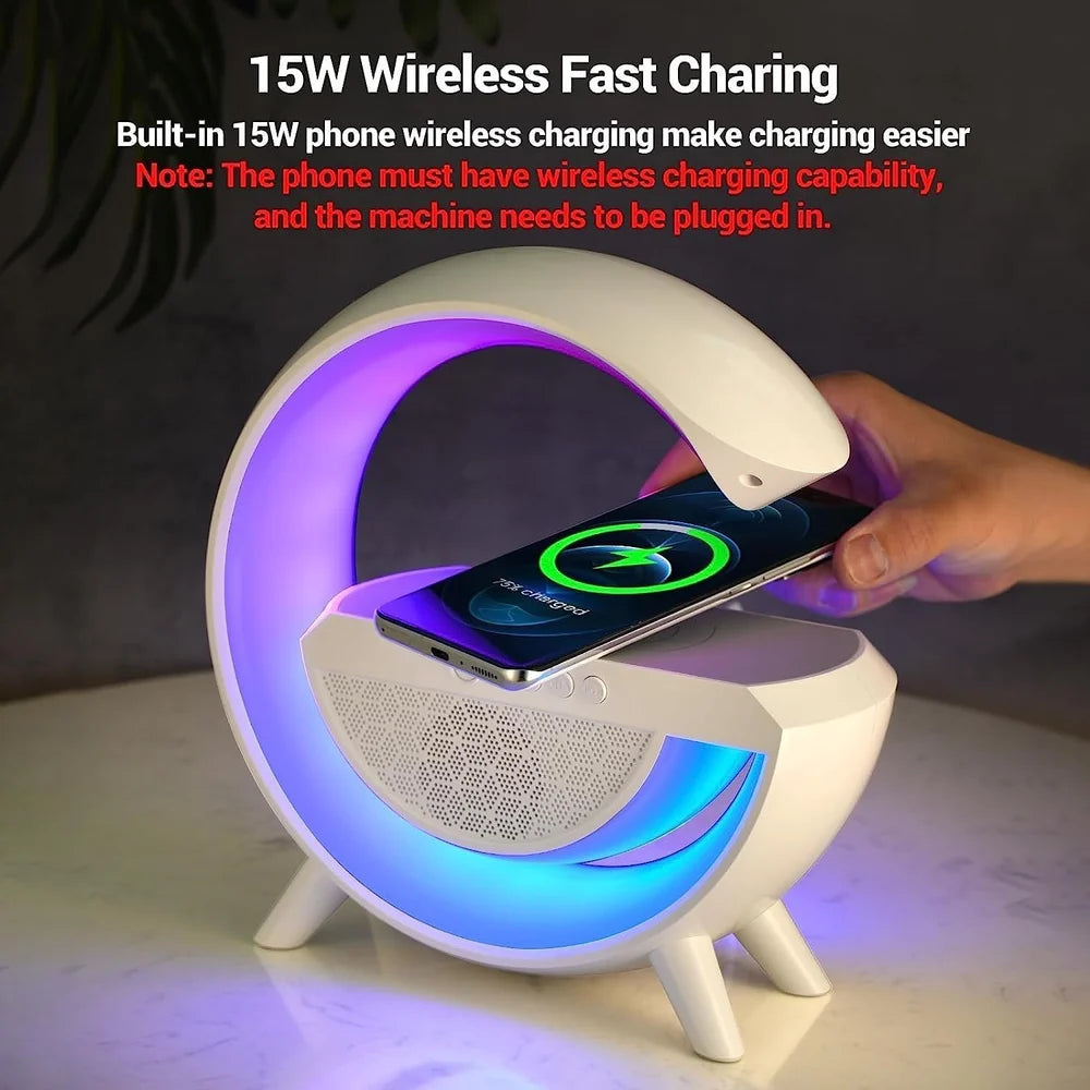 4 in 1 G-Shape Smart Lamp | Wireless Charger & Bluetooth Speaker