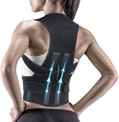 Premium Magnetic Back Brace Posture Corrector Therapy Shoulder Belt for Lower and Upper Back Pain Relief with Dual Metallic Plates at back Back Support (Unisex & Free Size)